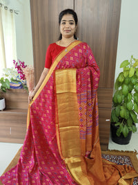 Soft Patola Sarees with Kanjivaram Border - Pink