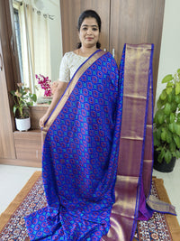 Soft Patola Saree with Kanjivaram Zari Woven Border - Blue