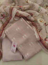 Onion Pink Unstitched Pure Linen Salwar Suit