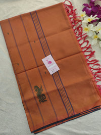 Grey with Peachish Pink  Pallu Handwoven Chinnalampattu Saree