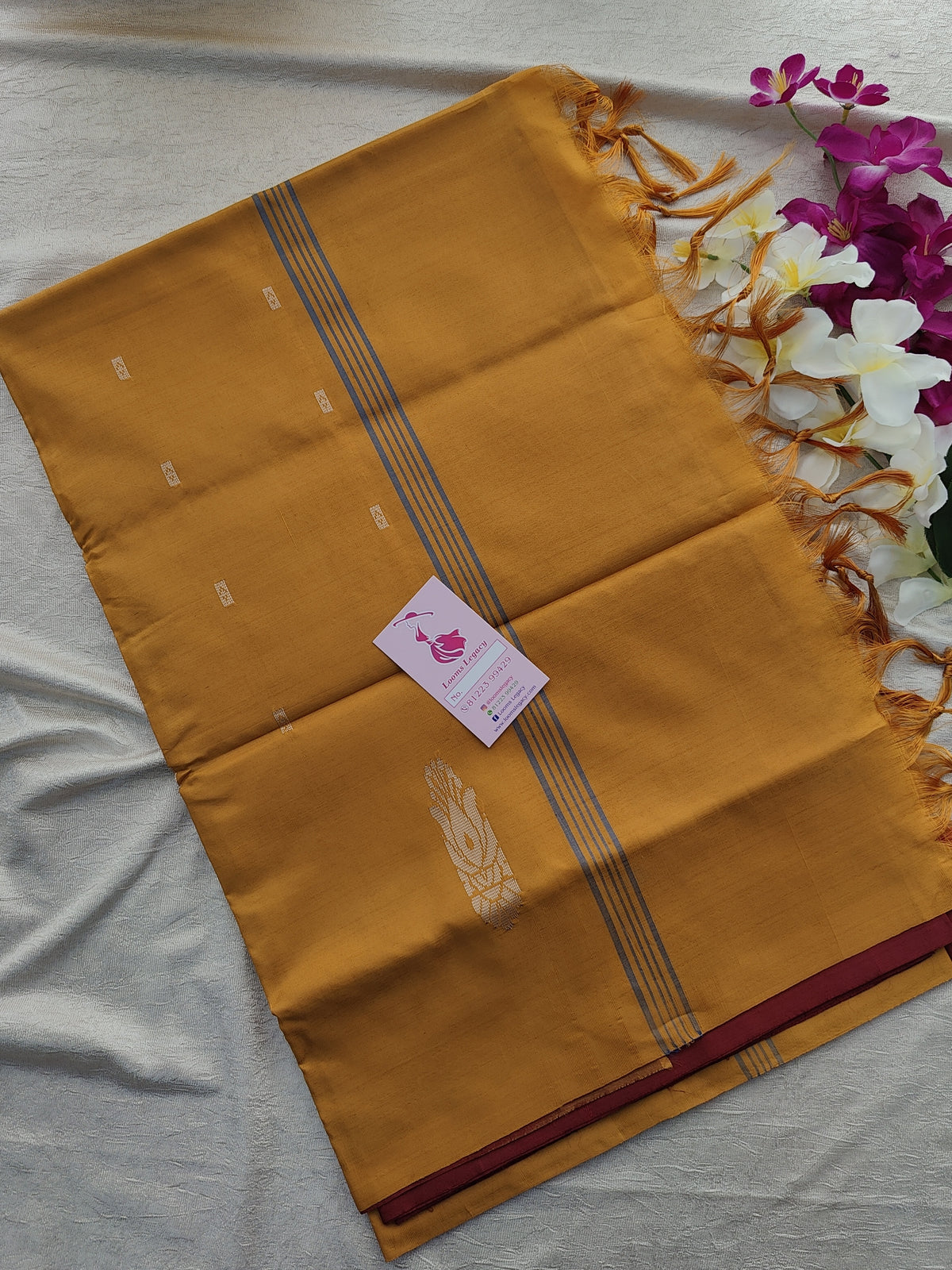 Maroon with Mustard Yellow Pallu Handwoven Chinnalampattu Saree