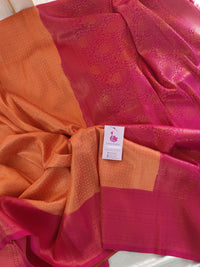 Peach with Pink Copper Zari Weave Soft Silk Saree