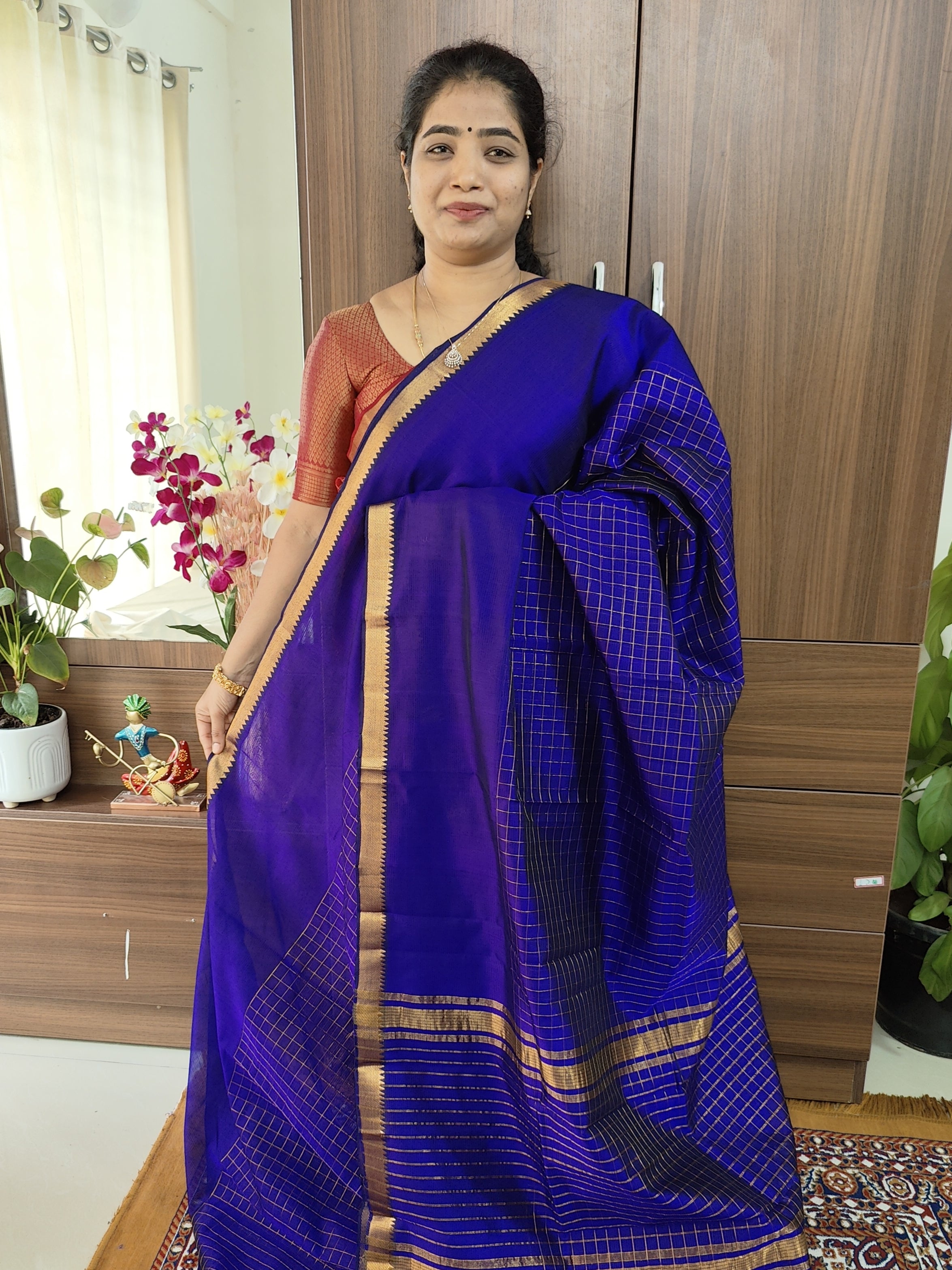 Buy UNNATI SILKS Women Pure Handloom Mangalagiri Silk Pattu Saree with  blouse piece and Tassels from the Weavers of Andhra  Pradesh(UNM32977+Blue+Free size) at Amazon.in