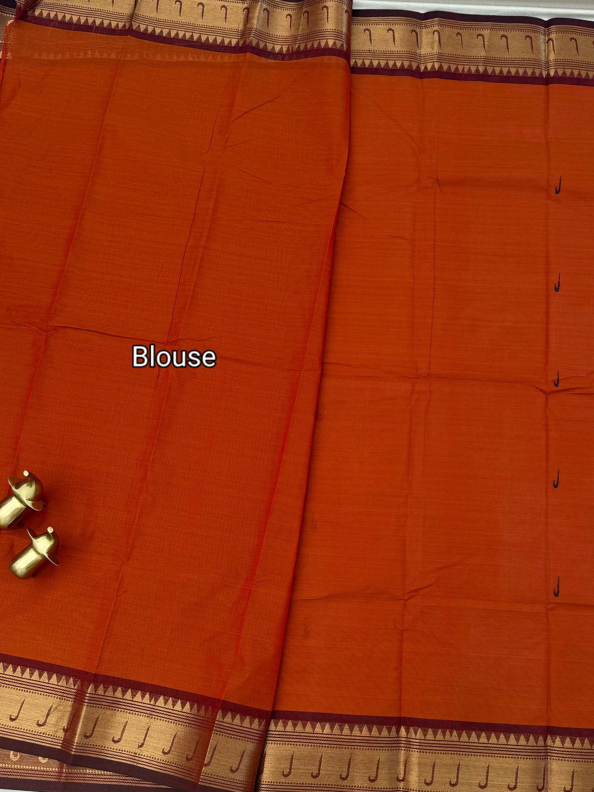 Chettinad Cotton Sarees - Rust Orange with Maroon