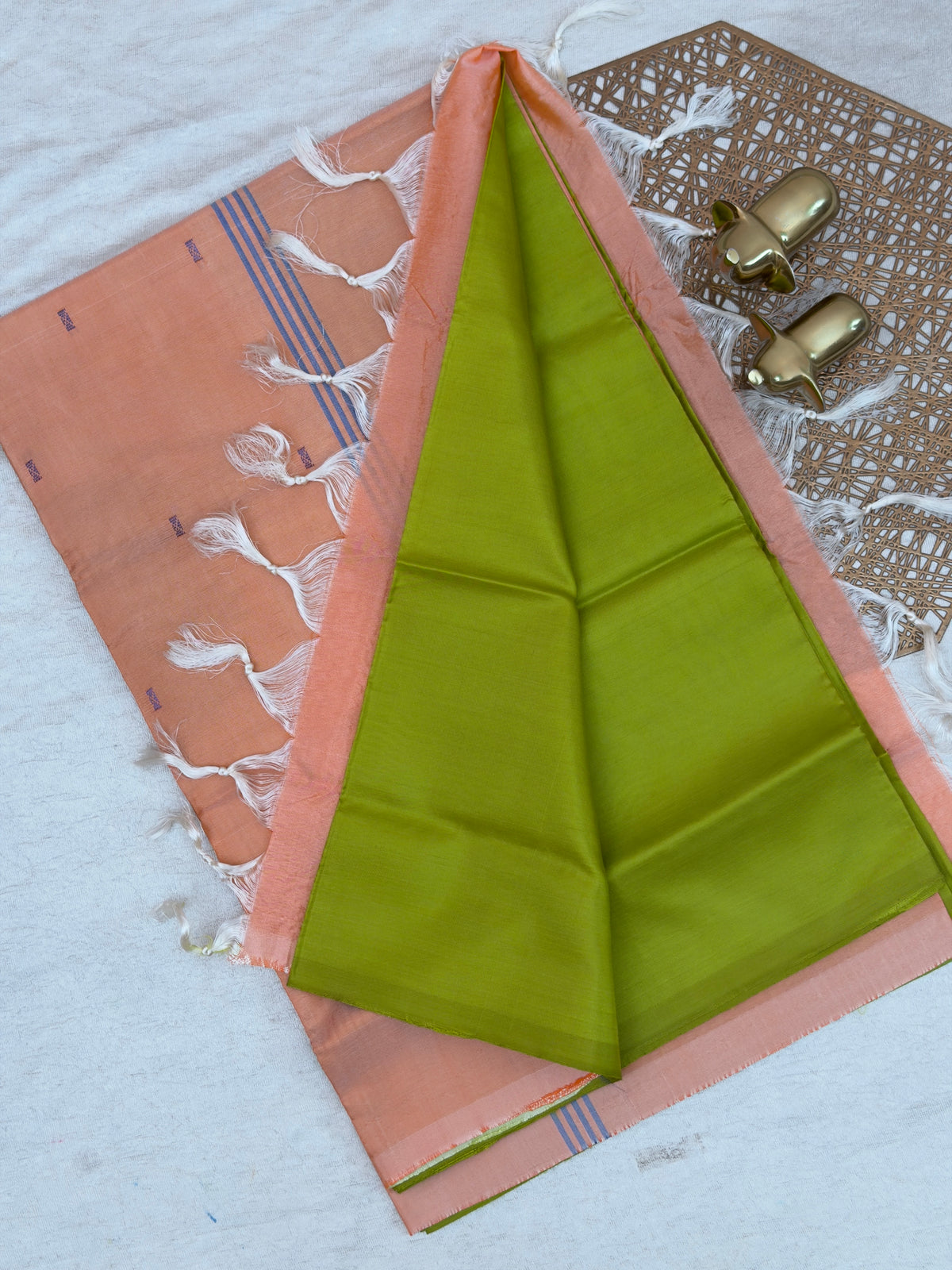 Chinnalampattu Saree - Green With Peach