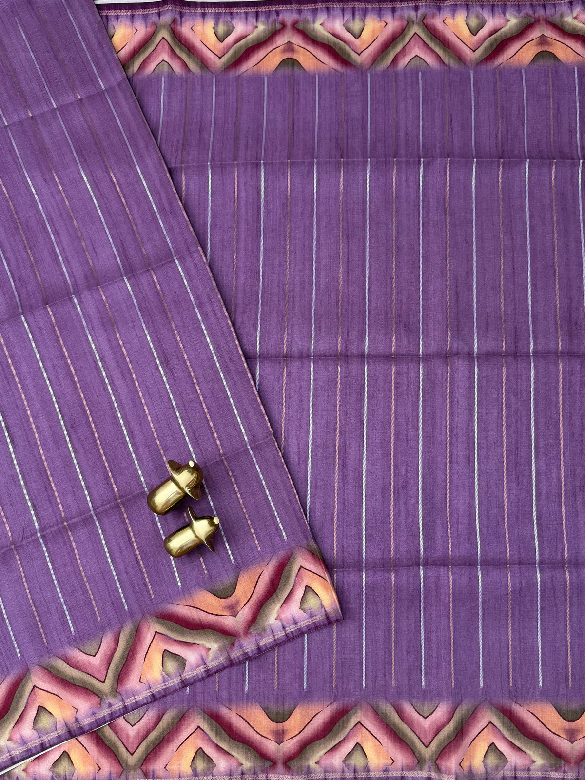 Soft Semi Tussar Sarees with Digital Prints - Lavender with Purple
