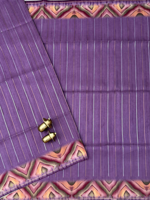 Soft Semi Tussar Sarees with Digital Prints - Lavender with Purple