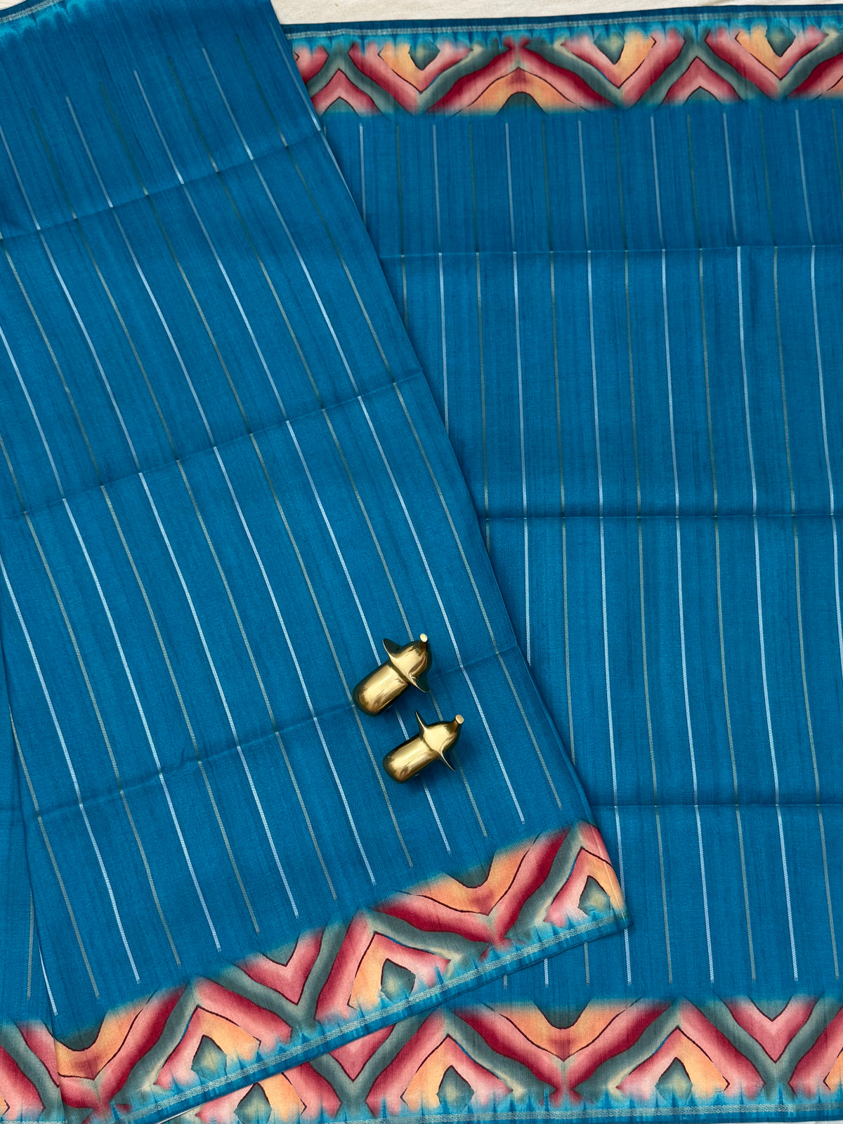 Soft Semi Tussar Sarees with Digital Prints - Blue with Peacock Blue