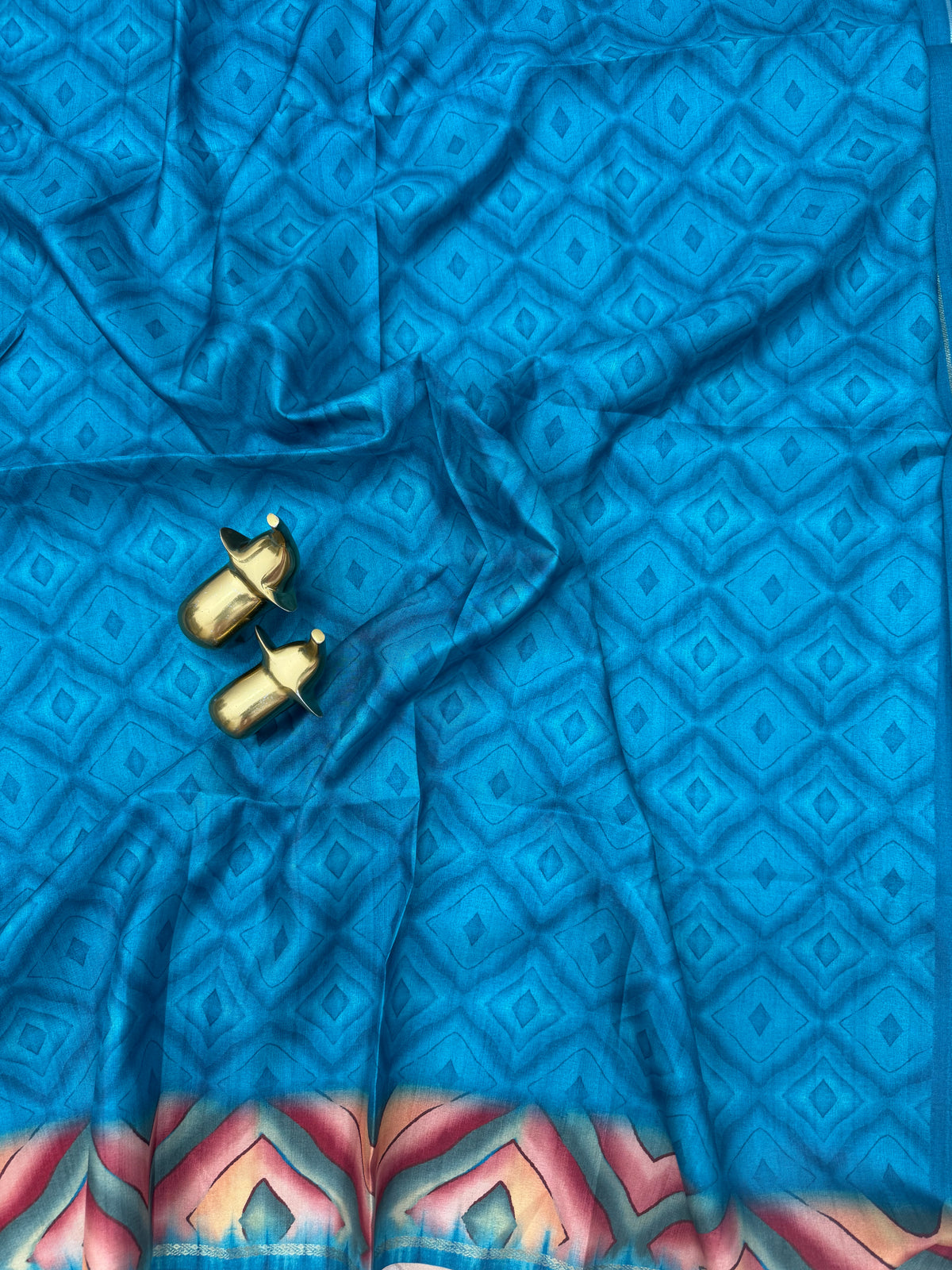 Soft Semi Tussar Sarees with Digital Prints - Blue with Peacock Blue