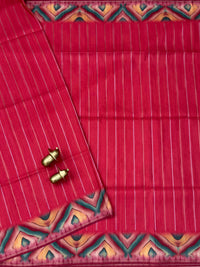 Soft Semi Tussar Sarees with Digital Prints -Reddish Pink with Maroon