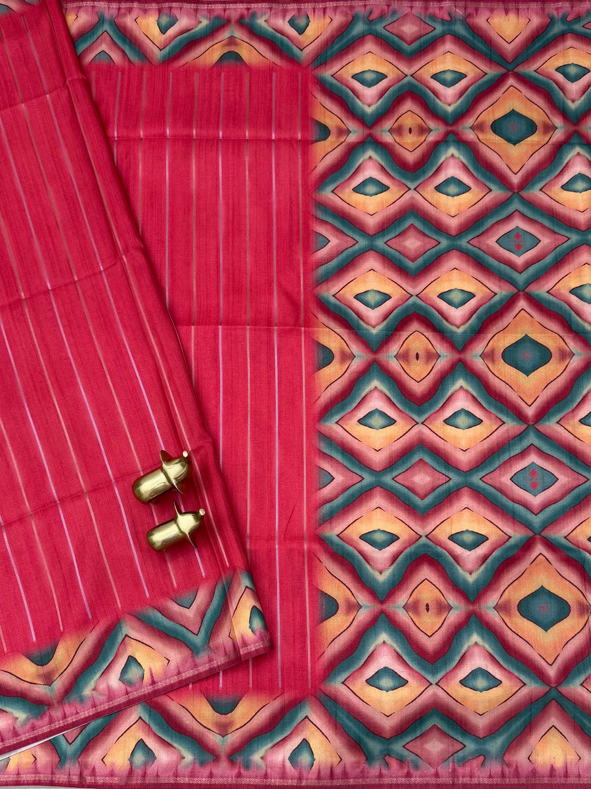 Soft Semi Tussar Sarees with Digital Prints -Reddish Pink with Maroon