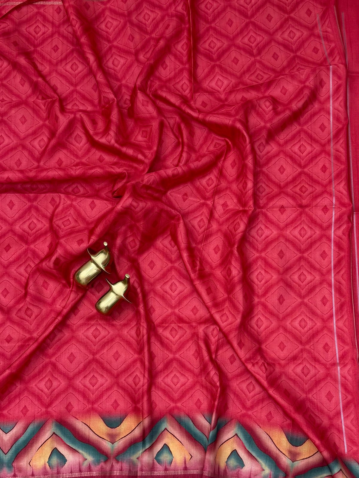 Soft Semi Tussar Sarees with Digital Prints -Reddish Pink with Maroon