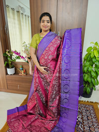 Classical Kanjivaram Pattern Full Brocade Pure Handloom Soft Silk Saree - Maroon with Purple