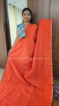 Mangalagiri Silk Cotton - Dual Shade Orange with Maroon