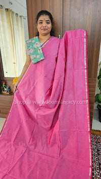 Mangalagiri Silk Cotton - Dual Shade  Pink with Maroon