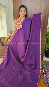 Mangalagiri Silk Cotton - Dual Shade Purple with Maroon