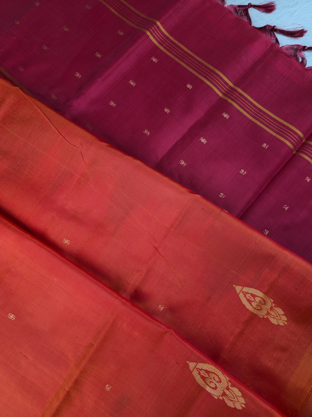 Orange with Red Chinnalampattu Saree with Blouse