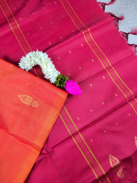 Orange with Red Chinnalampattu Saree with Blouse