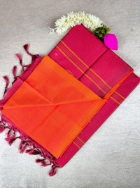 Orange with Red Chinnalampattu Saree with Blouse