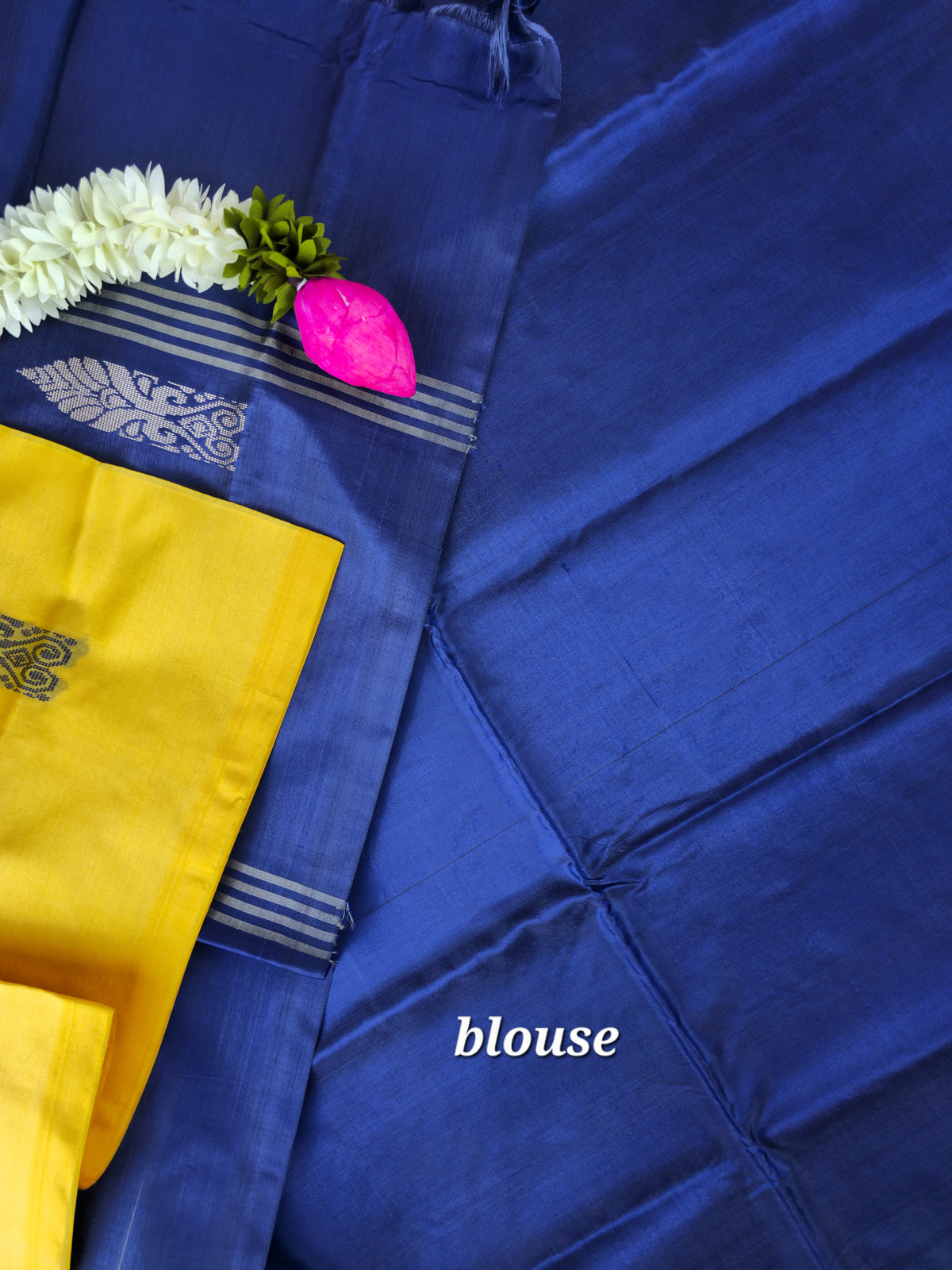 Yellow with Blue Chinnalampattu Saree with Blouse