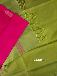 Pink with Green Chinnalampattu Saree with Blouse