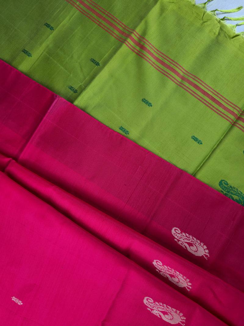 Pink with Green Chinnalampattu Saree with Blouse