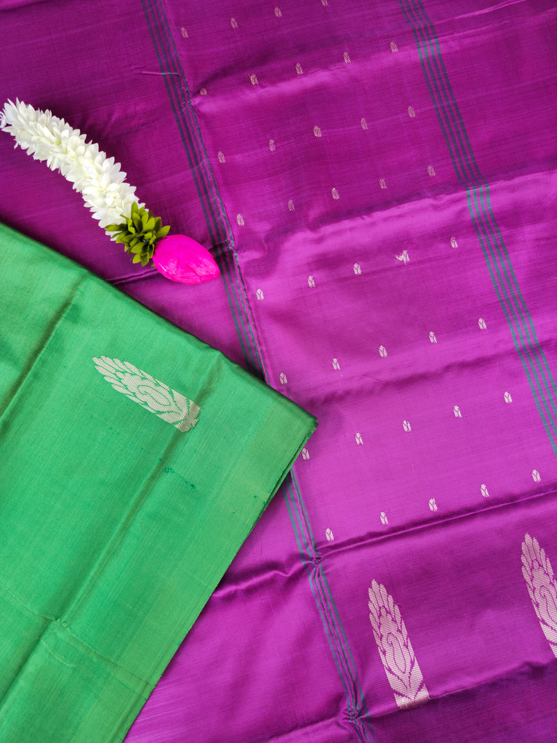 Green with Magenta Pink Chinnalampattu Saree with Blouse
