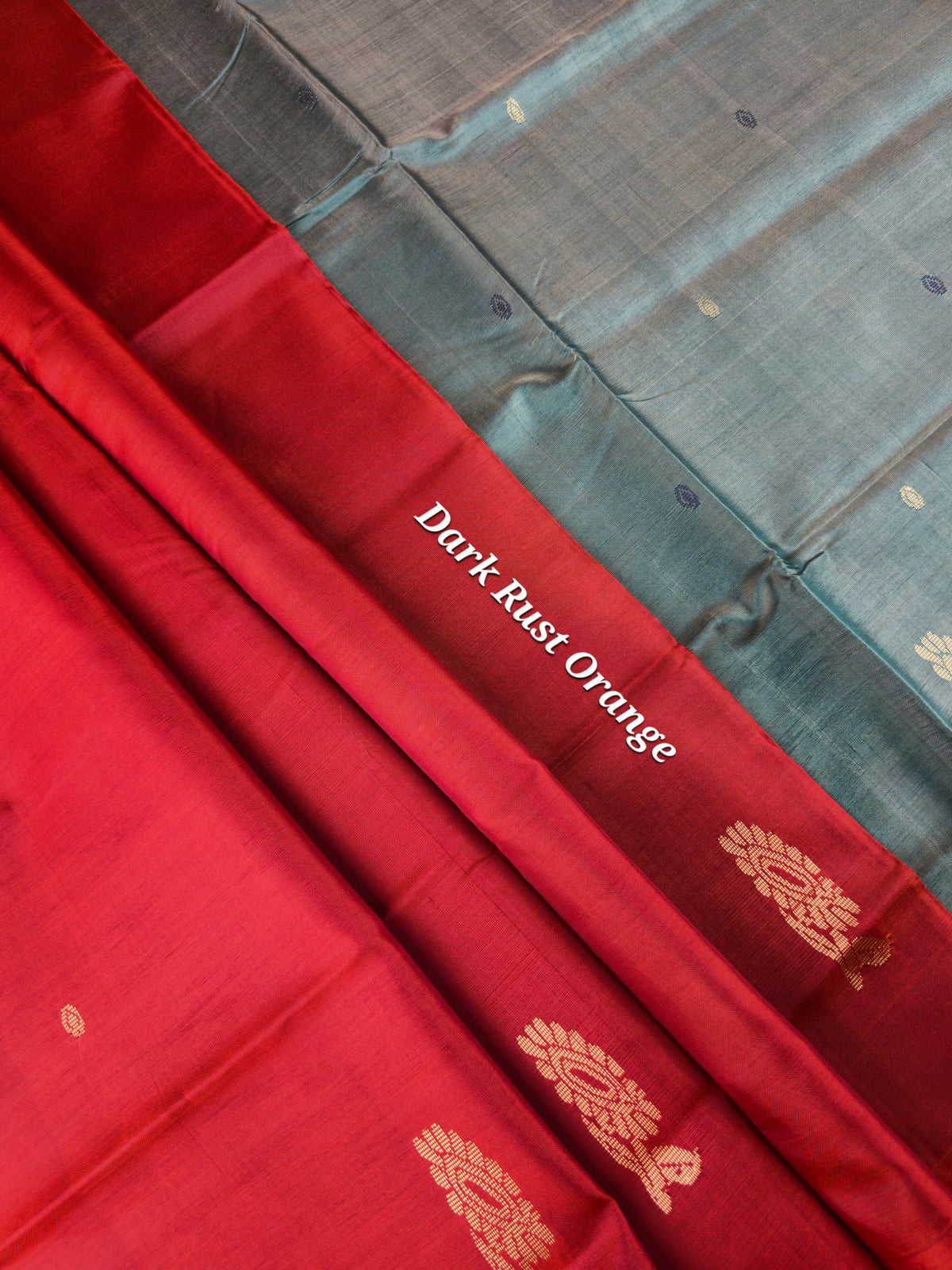 Rust Orange with Dark Sea Green Chinnalampattu Saree with Blouse