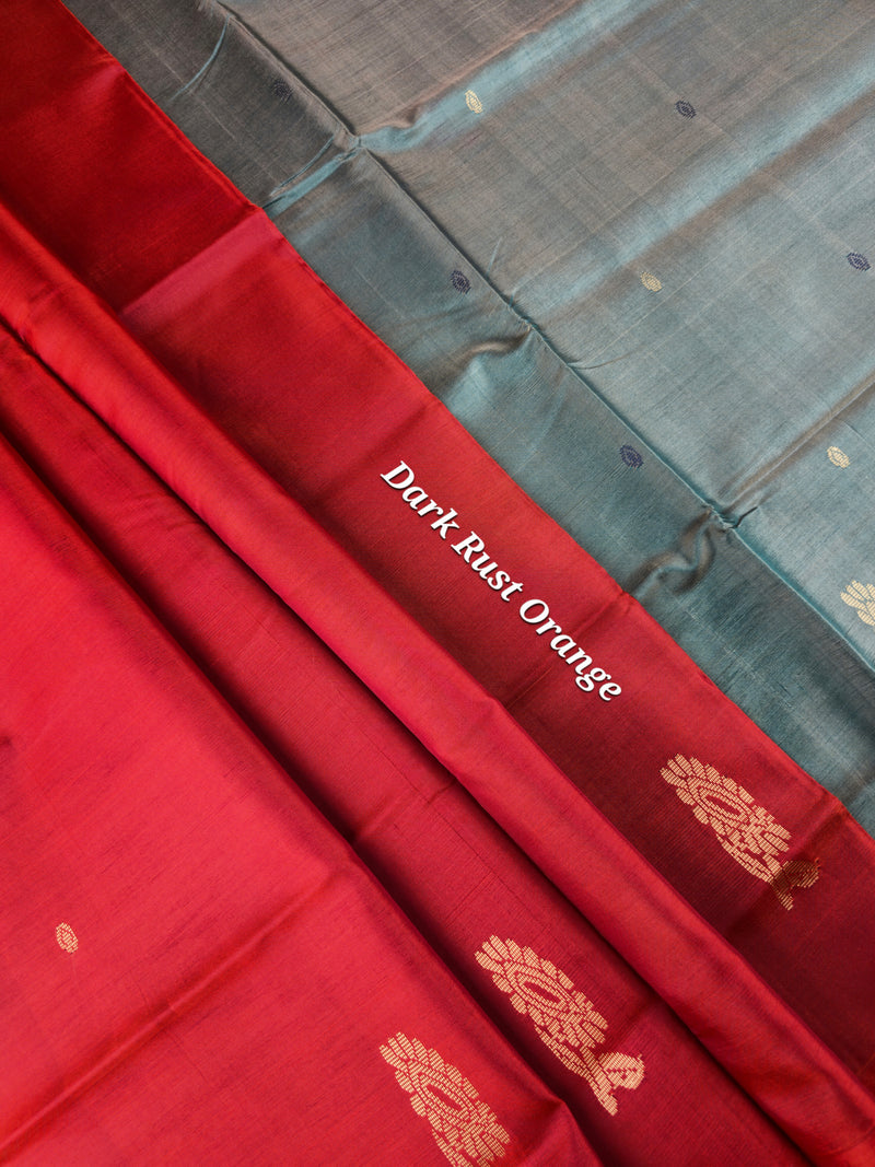 Rust Orange with Dark Sea Green Chinnalampattu Saree with Blouse