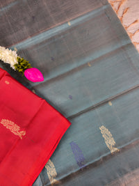 Rust Orange with Dark Sea Green Chinnalampattu Saree with Blouse