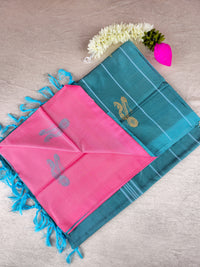 Pink with Sea Green Chinnalampattu Saree with Blouse
