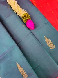 Peacock Green with Red Chinnalampattu Saree with Blouse