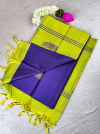 Dark Purple with Lime Green Chinnalampattu Saree with Blouse