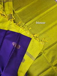 Dark Purple with Lime Green Chinnalampattu Saree with Blouse