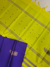 Dark Purple with Lime Green Chinnalampattu Saree with Blouse
