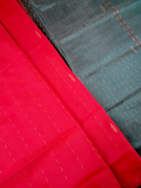 Red with Dark Sea Green Chinnalampattu Saree with Blouse