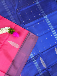 Peachish Pink with Blue Chinnalampattu Saree with Blouse