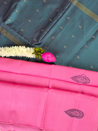 Pink with Peacock Green Chinnalampattu Saree with Blouse
