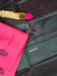 Pink with Peacock Green Chinnalampattu Saree with Blouse