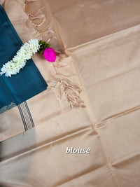 Peacock Green with Cream Chinnalampattu Saree with Blouse