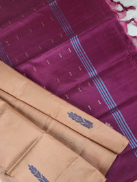 Cream with Magenta Pink Chinnalampattu Saree with Blouse