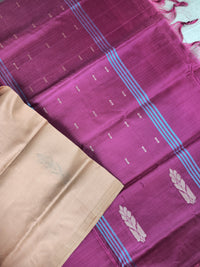 Cream with Magenta Pink Chinnalampattu Saree with Blouse