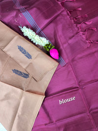 Cream with Magenta Pink Chinnalampattu Saree with Blouse