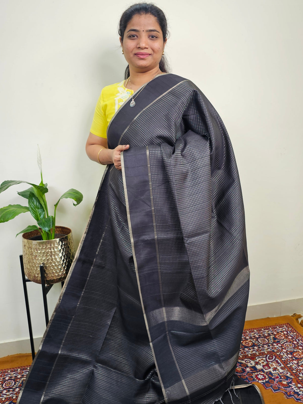 Soft Semi Tussar with Zari Weaving Saree - Black