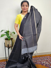 Soft Semi Tussar with Zari Weaving Saree - Black