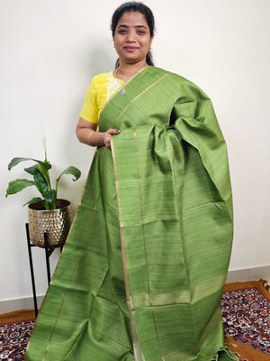 Soft Semi Tussar with Zari Weaving Saree - Green