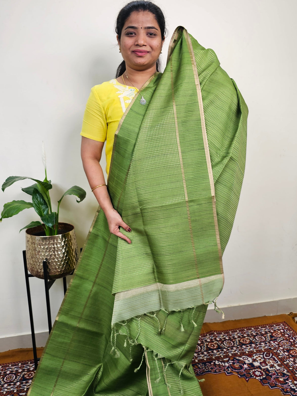 Soft Semi Tussar with Zari Weaving Saree - Green