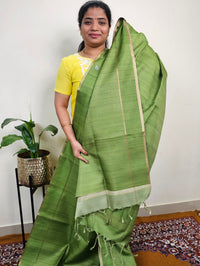 Soft Semi Tussar with Zari Weaving Saree - Green