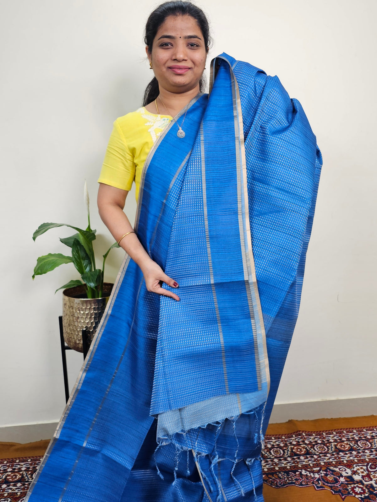 Soft Semi Tussar with Zari Weaving Saree - Blue