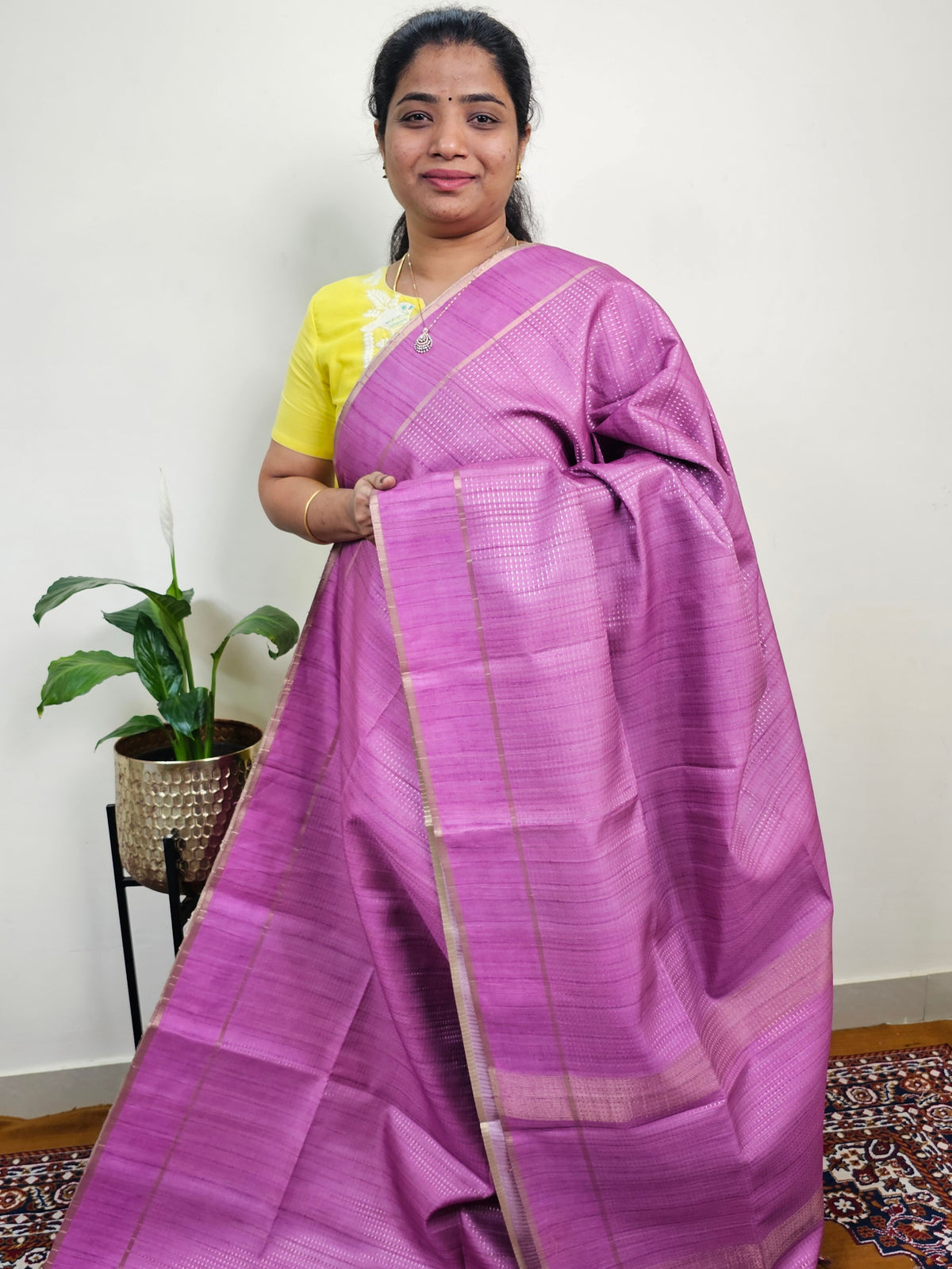 Soft Semi Tussar with Zari Weaving Saree - Pink